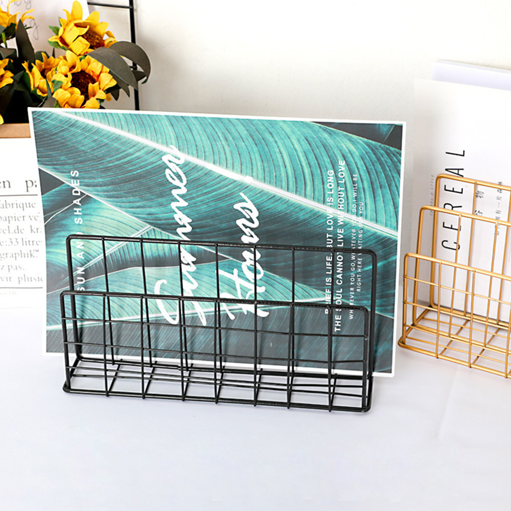Magazine Holder Rack - 금속 소재의 데스크탑용 우편 정리대, 3칸